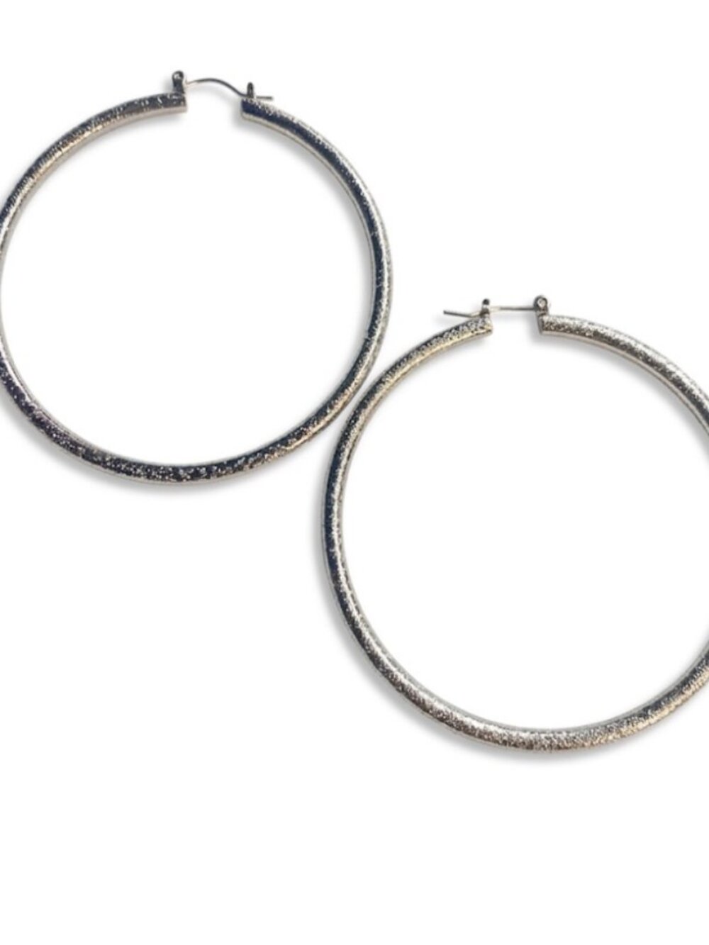 silver plated hoop earrings 2 1/4 " inch